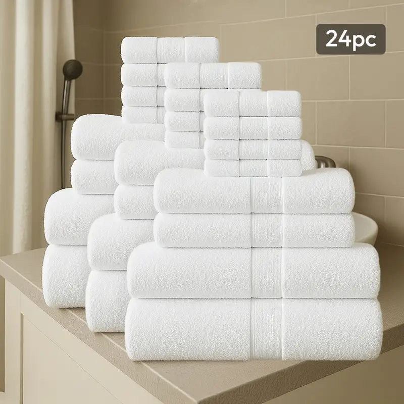JML 8Pcs/16Pcs/24Pcs 31.5”x54” Extra Large Cotton Bath Towel Set - 600 GSM, Quick-Dry, Highly Absorbent & Ultra Soft. Includes 2 Luxury Bath Towels