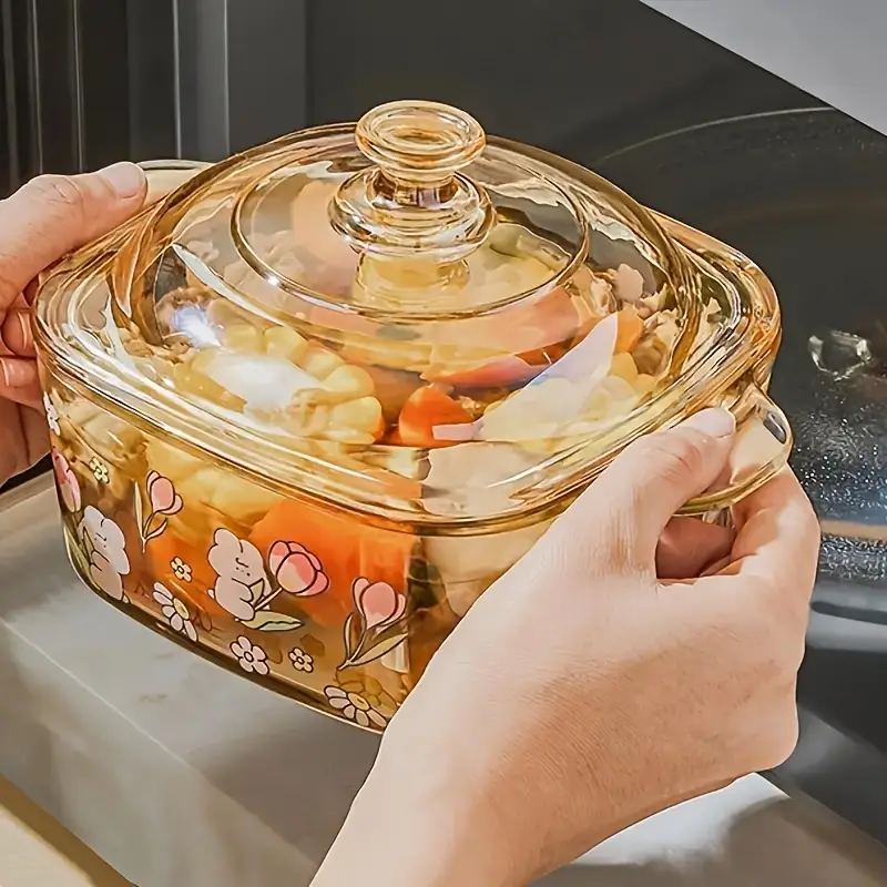 Extra-Large 33.82oz Oven Safe & Microwave-Safe Casserole Dish with Lid - Heavy-Duty Square Bakeware