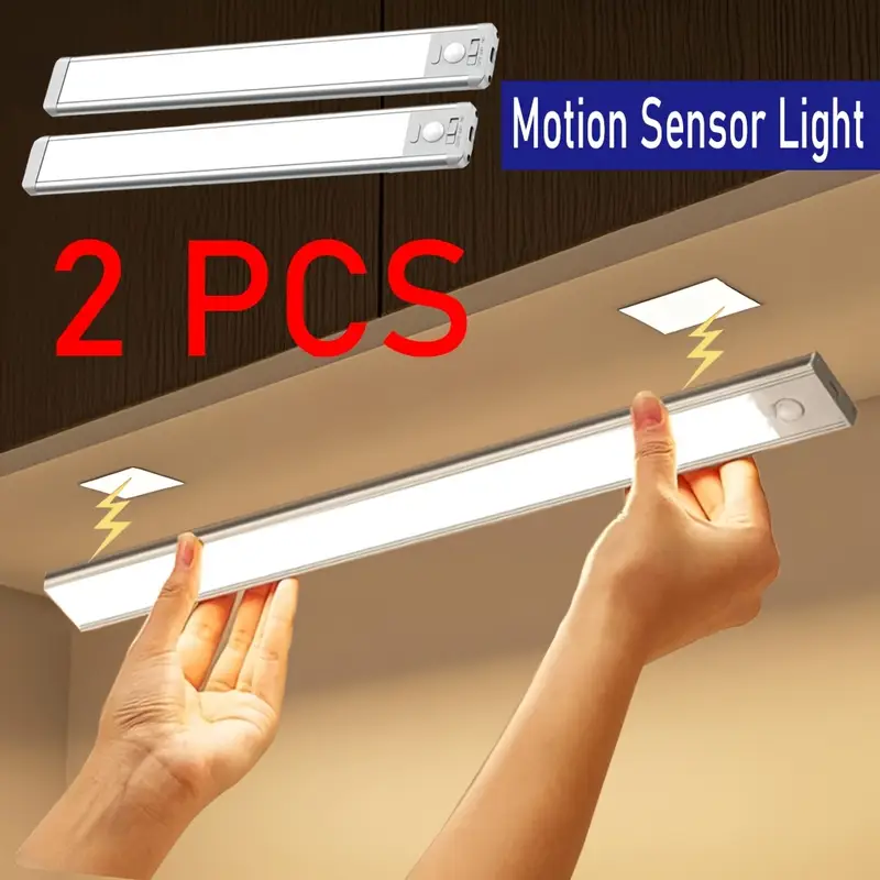 2pcs Under Cabinet Lights Multi Set, 40 LED Motion Sensor Light Indoor Rechargeable, Magnetic Wireless Closet Lights, Dimmable LED Night Light