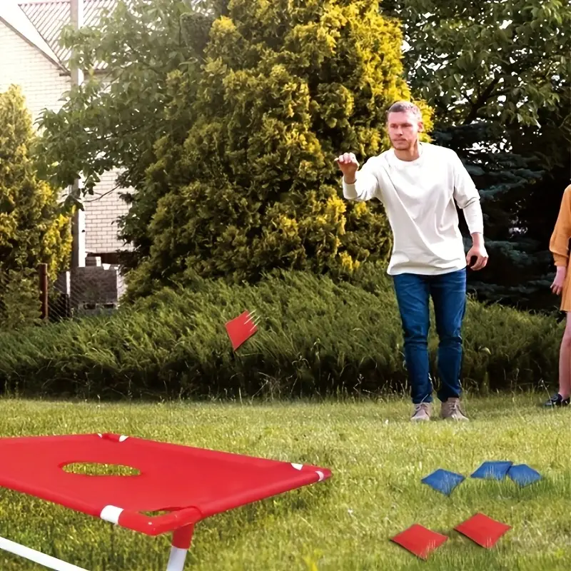 Red And Blue Portable Corn Hole Game Set - Foldable And Durable